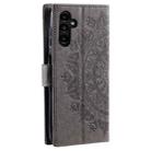 For Samsung Galaxy S25 FE 5G Totem Flower Embossed Leather Phone Case with Lanyard(Grey) - 3