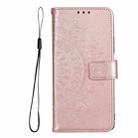 For Samsung Galaxy S25 FE 5G Totem Flower Embossed Leather Phone Case with Lanyard(Rose Gold) - 2