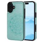 For iPhone 16 Double Buckle Mandala Leather Wallet Back Cover Phone Case(Green) - 2