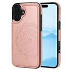 For iPhone 16 Double Buckle Mandala Leather Wallet Back Cover Phone Case(Rose Gold) - 2