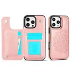 For iPhone 16 Pro Double Buckle Mandala Leather Wallet Back Cover Phone Case(Rose Gold) - 1