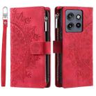 For Motorola Edge 50 Neo Multi-Card Totem Zipper Leather Phone Case(Red) - 1