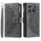 For Motorola Edge 50 Neo Multi-Card Totem Zipper Leather Phone Case(Grey) - 1