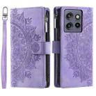 For Motorola Edge 50 Neo Multi-Card Totem Zipper Leather Phone Case(Purple) - 1