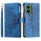 For Motorola Moto G35 Multi-Card Totem Zipper Leather Phone Case(Blue) - 1