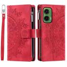 For Motorola Moto G35 Multi-Card Totem Zipper Leather Phone Case(Red) - 1