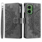 For Motorola Moto G35 Multi-Card Totem Zipper Leather Phone Case(Grey) - 1