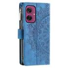 For Motorola Moto G55 Multi-Card Totem Zipper Leather Phone Case(Blue) - 3