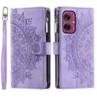 For Motorola Moto G55 Multi-Card Totem Zipper Leather Phone Case(Purple) - 1