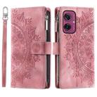 For Motorola Moto G55 Multi-Card Totem Zipper Leather Phone Case(Pink) - 1