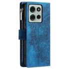 For Motorola Moto G75 5G Multi-Card Totem Zipper Leather Phone Case(Blue) - 3
