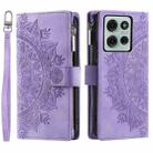 For Motorola Moto G75 5G Multi-Card Totem Zipper Leather Phone Case(Purple) - 1