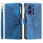 For Motorola Moto G05 Multi-Card Totem Zipper Leather Phone Case(Blue) - 1