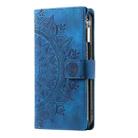 For Motorola Moto G05 Multi-Card Totem Zipper Leather Phone Case(Blue) - 2