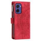 For Motorola Moto G05 Multi-Card Totem Zipper Leather Phone Case(Red) - 3