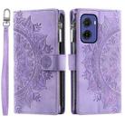 For Motorola Moto G05 Multi-Card Totem Zipper Leather Phone Case(Purple) - 1