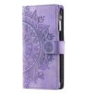 For Motorola Moto G05 Multi-Card Totem Zipper Leather Phone Case(Purple) - 2