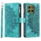 For Motorola Moto G15 Multi-Card Totem Zipper Leather Phone Case(Green) - 1