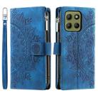 For Motorola Moto G15 Multi-Card Totem Zipper Leather Phone Case(Blue) - 1