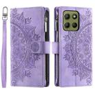 For Motorola Moto G15 Multi-Card Totem Zipper Leather Phone Case(Purple) - 1