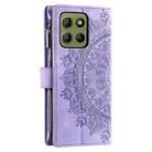 For Motorola Moto G15 Multi-Card Totem Zipper Leather Phone Case(Purple) - 3