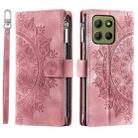For Motorola Moto G15 Multi-Card Totem Zipper Leather Phone Case(Pink) - 1