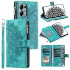 For Motorola Edge 60 Fusion Multi-Card Totem Zipper Leather Phone Case(Green) - 1