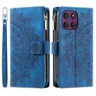 For Motorola Edge 60 Pro Multi-Card Totem Zipper Leather Phone Case(Blue) - 2