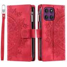 For Motorola Edge 60 Pro Multi-Card Totem Zipper Leather Phone Case(Red) - 2