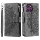 For Motorola Edge 60 Pro Multi-Card Totem Zipper Leather Phone Case(Grey) - 2
