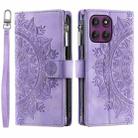 For Motorola Edge 60 Pro Multi-Card Totem Zipper Leather Phone Case(Purple) - 2