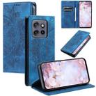 For Motorola Edge 50 Neo Totem Embossed Magnetic Leather Phone Case(Blue) - 1