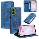 For Motorola Moto G35 Totem Embossed Magnetic Leather Phone Case(Blue) - 1