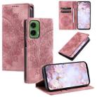 For Motorola Moto G35 Totem Embossed Magnetic Leather Phone Case(Rose Gold) - 1