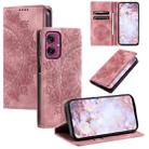 For Motorola Moto G55 Totem Embossed Magnetic Leather Phone Case(Rose Gold) - 1