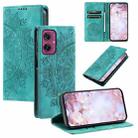 For Motorola Moto G55 Totem Embossed Magnetic Leather Phone Case(Green) - 1