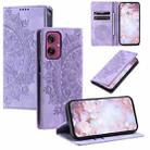 For Motorola Moto G55 Totem Embossed Magnetic Leather Phone Case(Purple) - 1