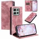 For Motorola Moto G75 5G Totem Embossed Magnetic Leather Phone Case(Rose Gold) - 1