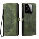 For Xiaomi 15 Skin Feel Totem Embossed Leather Phone Case(Deep Green) - 2