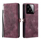 For Xiaomi 15 Skin Feel Totem Embossed Leather Phone Case(Wine Red) - 2