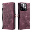 For Xiaomi 15 Pro Skin Feel Totem Embossed Leather Phone Case(Wine Red) - 2