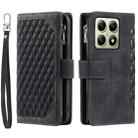 For Xiaomi 14T Grid Texture Zipper Leather Phone Case with Lanyard(Black) - 2