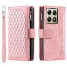 For Xiaomi 14T Grid Texture Zipper Leather Phone Case with Lanyard(Rose Gold) - 2