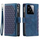 For Xiaomi 15 Grid Texture Zipper Leather Phone Case with Lanyard(Blue) - 2