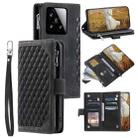For Xiaomi 15 Grid Texture Zipper Leather Phone Case with Lanyard(Black) - 1