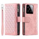 For Xiaomi 15 Grid Texture Zipper Leather Phone Case with Lanyard(Rose Gold) - 2