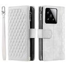 For Xiaomi 15 Grid Texture Zipper Leather Phone Case with Lanyard(White) - 2
