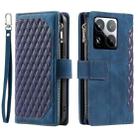 For Xiaomi 15 Pro Grid Texture Zipper Leather Phone Case with Lanyard(Blue) - 2