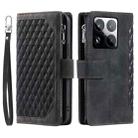 For Xiaomi 15 Pro Grid Texture Zipper Leather Phone Case with Lanyard(Black) - 2
