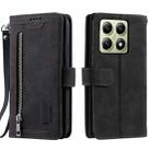 For Xiaomi 14T Nine Card Zipper Bag Leather Phone Case with Lanyard(Black) - 2